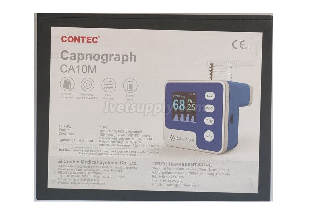 Contec CA10M-VET Veterinary EtCO2 End Tidal Co2 Monitor Mainstream Capnograph